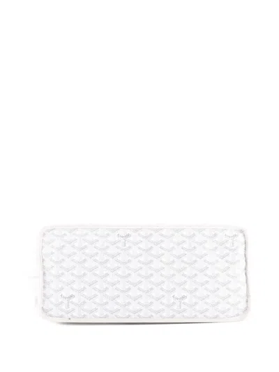 Pre-owned Goyard Anjou Reversible Printed Coated Canvas Pm Tote Bag In White