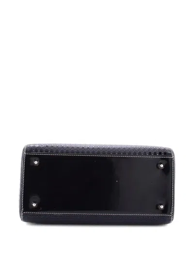 Pre-owned Dior Lady  Bag Micro Cannage Ombre Metallic Calfskin Medium Satchel In Blue