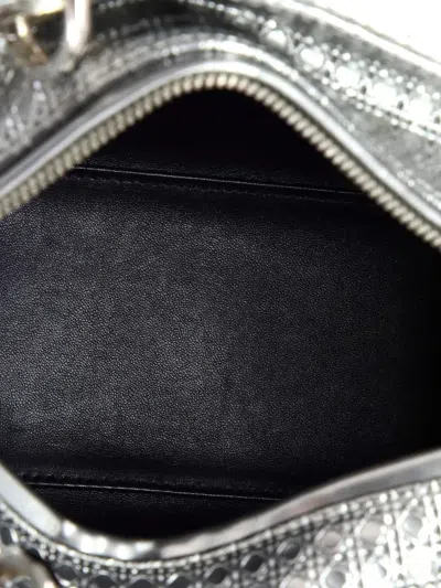 Pre-owned Dior Lady  Bag Micro Cannage Ombre Metallic Calfskin Medium Satchel In Blue