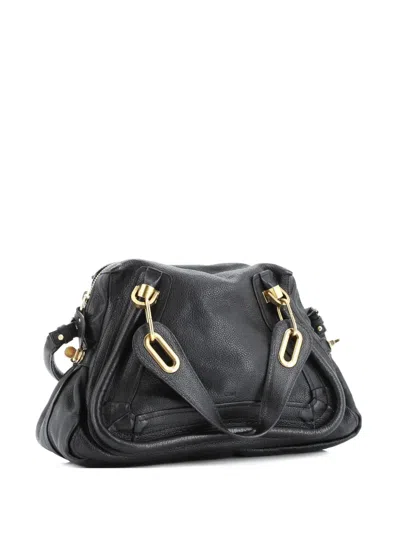 Pre-owned Chloé Paraty Top Handle Bag Leather Medium Satchel In Black