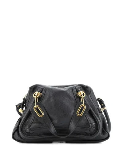 Pre-owned Chloé Paraty Top Handle Bag Leather Medium Satchel In Black
