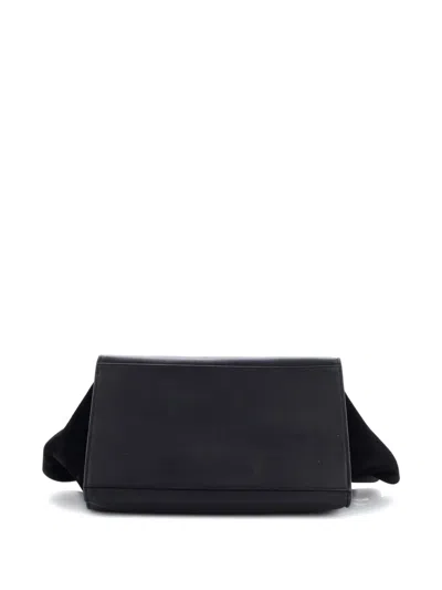 Pre-owned Celine Trapeze Bag Crocodile Embossed Leather Large Satchel In Black