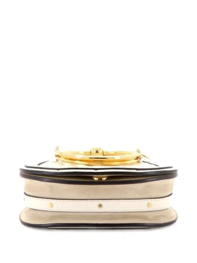 Pre-owned Chloé Nile Quilted Leather Small Crossbody Bag In Neutral