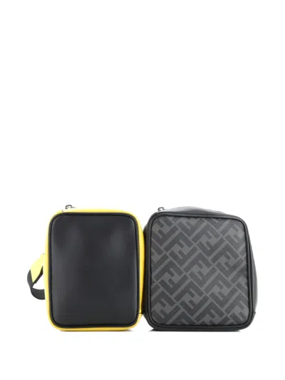 Pre-owned Fendi Forever Multi Pouch Zucca Coated Canvas And Leather With Nylon Belt Bag In Black