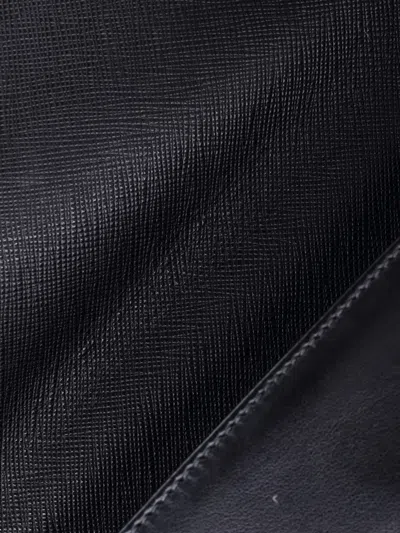 Pre-owned Prada Chain Flap Crossbody Bag Tessuto And Saffiano Leather Medium Shoulder Bag In Black