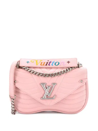 Pre-owned Louis Vuitton New Wave Chain Bag Quilted Leather Mm Crossbody Bag In Pink