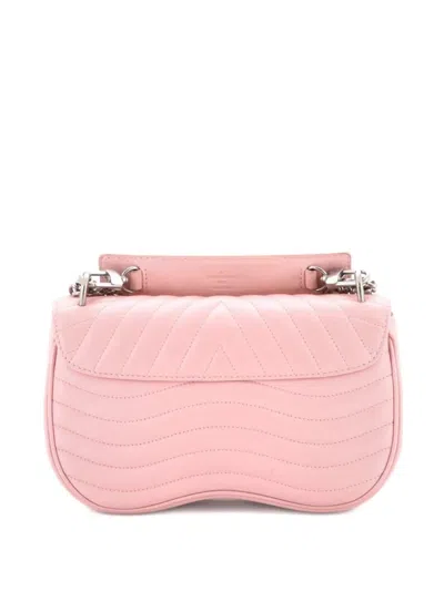 Pre-owned Louis Vuitton New Wave Chain Bag Quilted Leather Mm Crossbody Bag In Pink