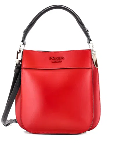 Pre-owned Prada Margit Hobo Leather Small Crossbody Bag In Red