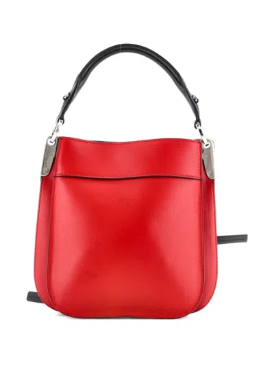 Pre-owned Prada Margit Hobo Leather Small Crossbody Bag In Red