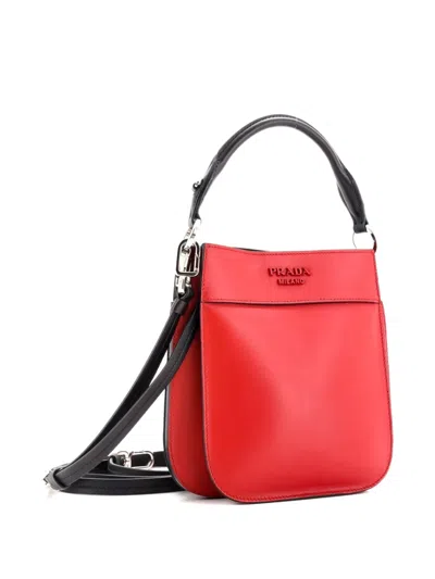 Pre-owned Prada Margit Hobo Leather Small Crossbody Bag In Red