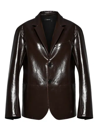 Anouki Faux-leather Blazer In Brown