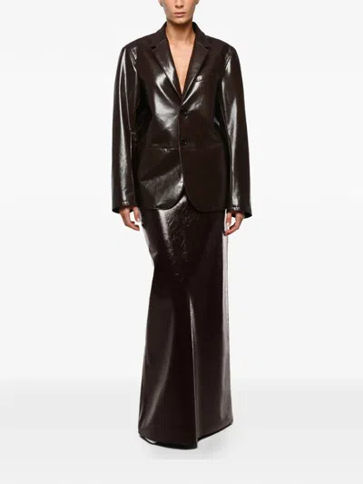 Anouki Faux-leather Blazer In Brown