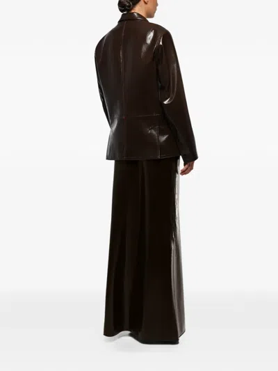 Anouki Faux-leather Blazer In Brown