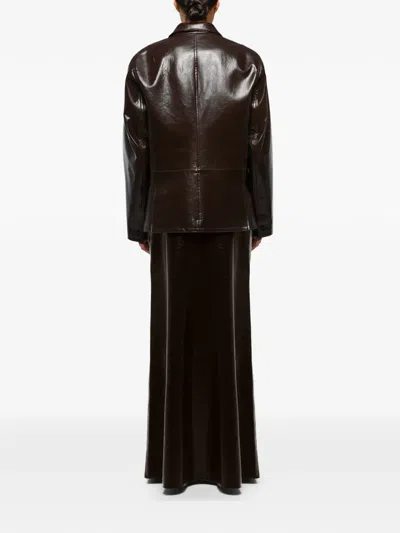 Anouki Faux-leather Blazer In Brown