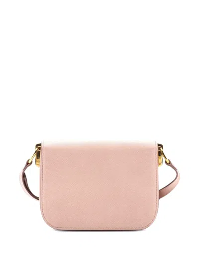 Pre-owned Prada Embleme Flap Bag Saffiano Leather Small Shoulder Bag In Neutral