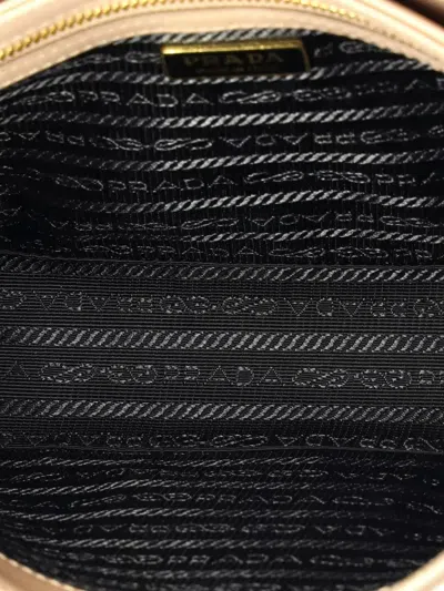 Pre-owned Prada Embleme Flap Bag Saffiano Leather Small Shoulder Bag In Neutral