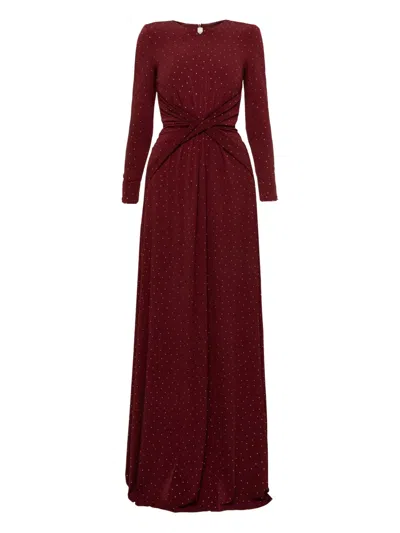 Nissa Embellished Twisted Maxi Dress In Red