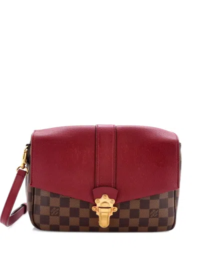 Pre-owned Louis Vuitton Clapton Handbag Damier And Leather Pm Crossbody Bag In Red