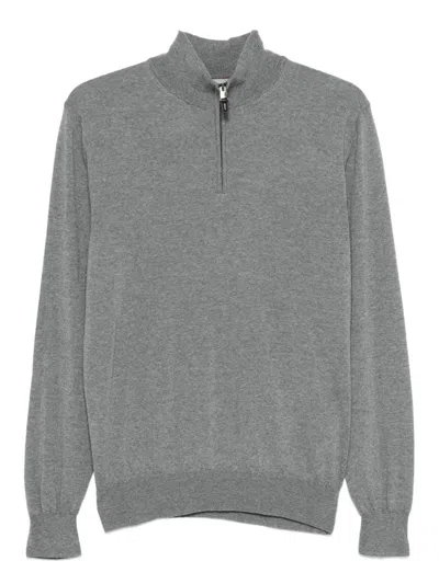 Canali Donegal Quarter Zip Sweater In Gray