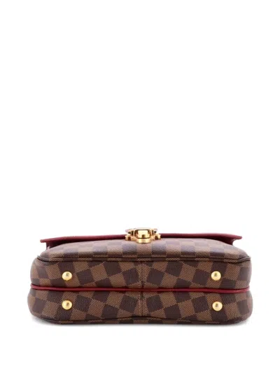 Pre-owned Louis Vuitton Clapton Handbag Damier And Leather Pm Crossbody Bag In Red