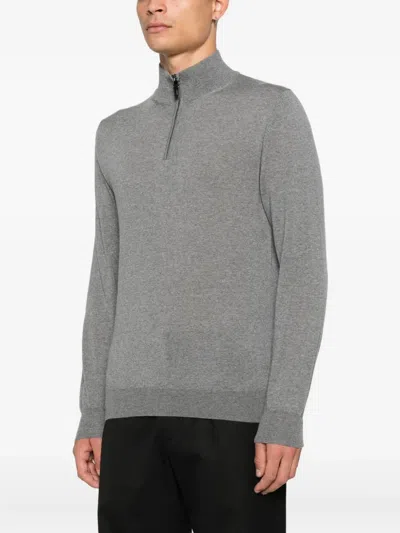 Canali Donegal Quarter Zip Sweater In Gray