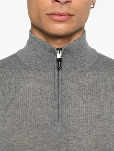 Canali Donegal Quarter Zip Sweater In Gray