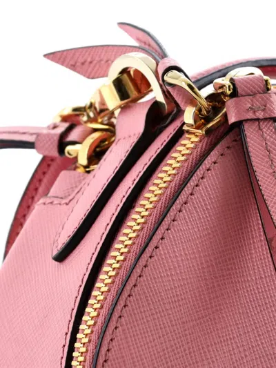 Pre-owned Prada Odette Top Handle Bag Saffiano Leather Small Shoulder Bag In Pink