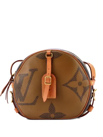 Pre-owned Louis Vuitton Boite Chapeau Souple Bag Reverse Monogram Giant Shoulder Bag In Brown
