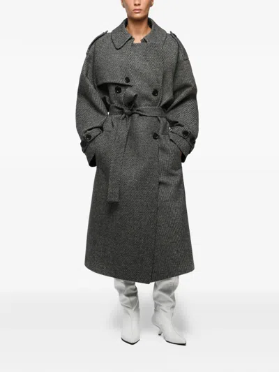 Anouki Belted Coat In Gray