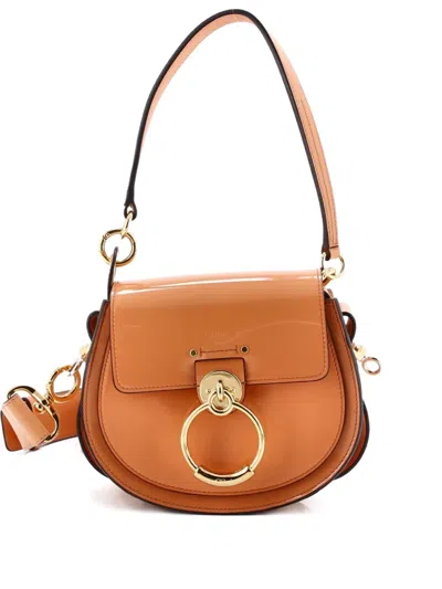 Pre-owned Chloé Tess Bag Leather Small Shoulder Bag In Orange