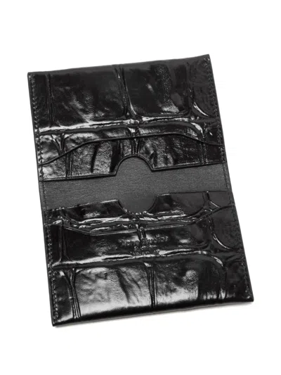 Acne Studios Embossed Leather Card Holder In Black