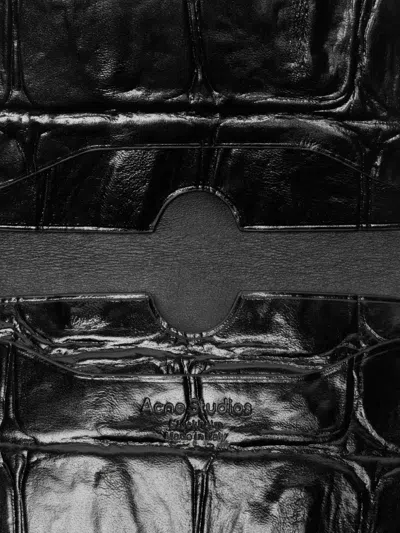 Acne Studios Embossed Leather Card Holder In Black