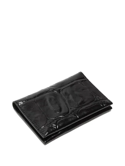 Acne Studios Embossed Leather Card Holder In Black
