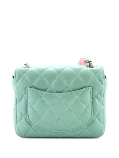 Pre-owned Chanel Candy Heart Flap Bag Quilted Lambskin Mini Shoulder Bag In Green