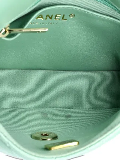 Pre-owned Chanel Candy Heart Flap Bag Quilted Lambskin Mini Shoulder Bag In Green