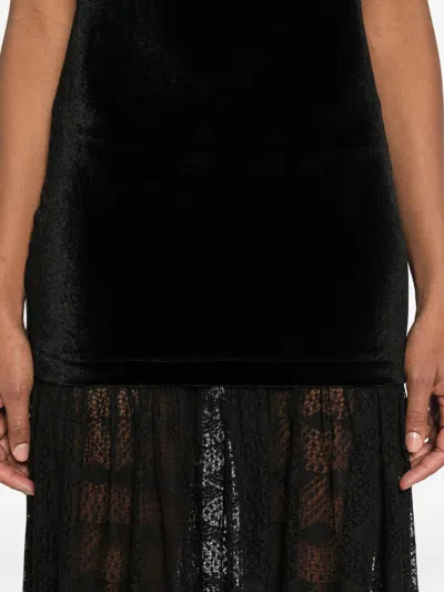 Atu Body Couture Strapless Lace-panel Maxi Dress In Black