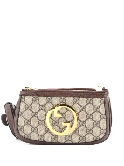 Pre-owned Gucci Blondie Multi Pocket Gg Coated Canvas Belt Bag In Brown