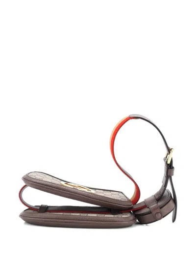 Pre-owned Gucci Blondie Multi Pocket Gg Coated Canvas Belt Bag In Brown