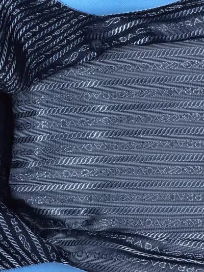 Pre-owned Prada Bicolor Double Zip Lux Saffiano Leather Medium Tote Bag In Blue