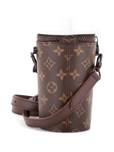 Pre-owned Louis Vuitton Coffee Cup Convertible Pouch Everyday Signature Vintage Monogram Canvas Crossbody Bag In Brown
