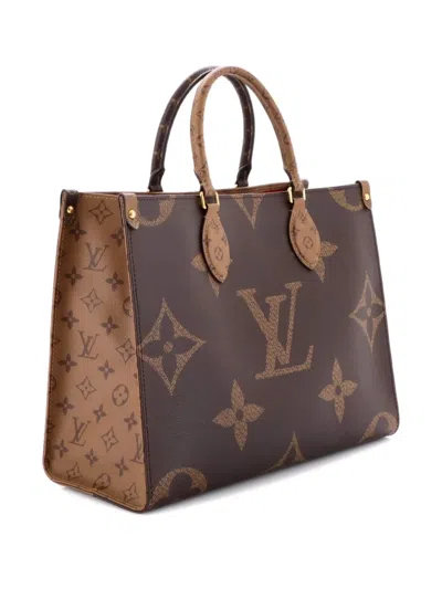 Pre-owned Louis Vuitton Onthego Reverse Monogram Giant Mm Tote Bag In Brown