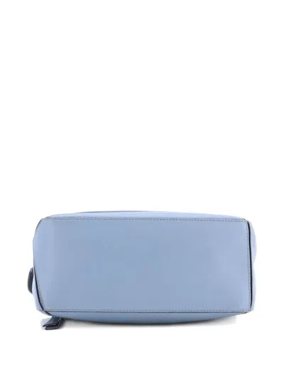 Pre-owned Loewe Puzzle Bag Leather Small Satchel In Blue