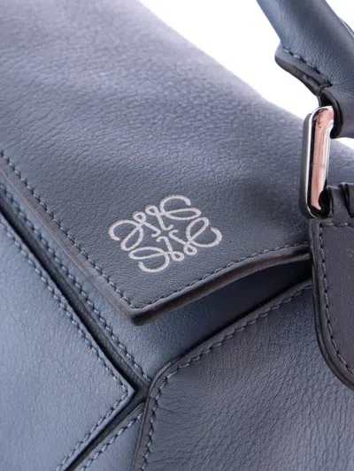 Pre-owned Loewe Puzzle Bag Leather Small Satchel In Blue