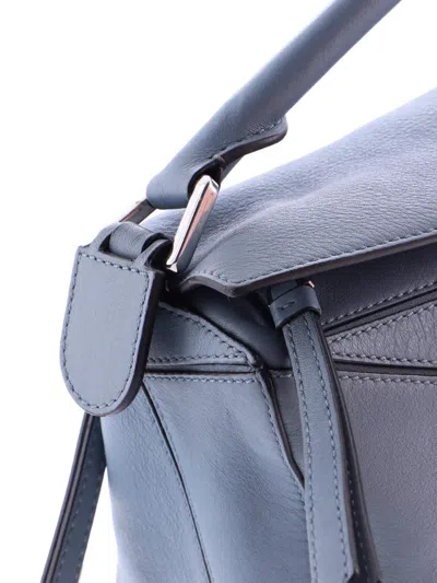 Pre-owned Loewe Puzzle Bag Leather Small Satchel In Blue