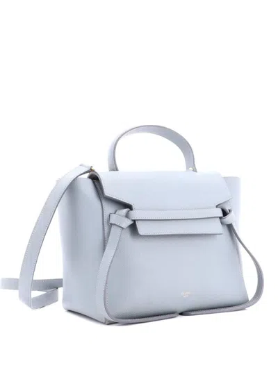 Pre-owned Celine Belt Bag Textured Leather Micro Satchel In Blue