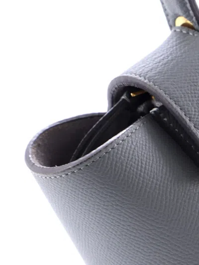 Pre-owned Celine Belt Bag Textured Leather Micro Satchel In Blue