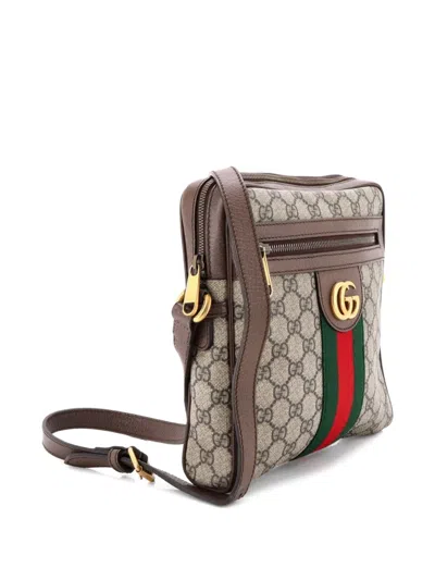 Pre-owned Gucci Ophidia Messenger Bag Gg Coated Canvas Small Crossbody Bag In Brown