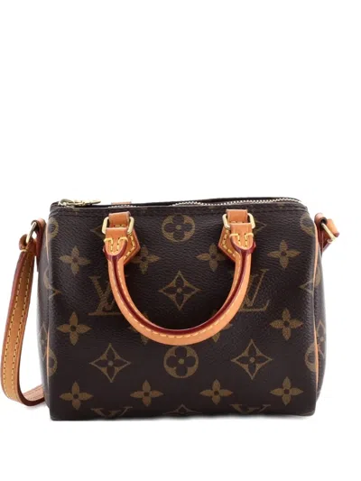 Pre-owned Louis Vuitton Speedy Bandouliere Bag Monogram Canvas Nano Crossbody Bag In Brown