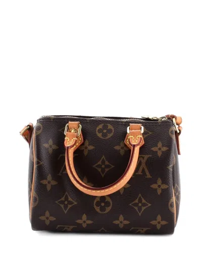 Pre-owned Louis Vuitton Speedy Bandouliere Bag Monogram Canvas Nano Crossbody Bag In Brown