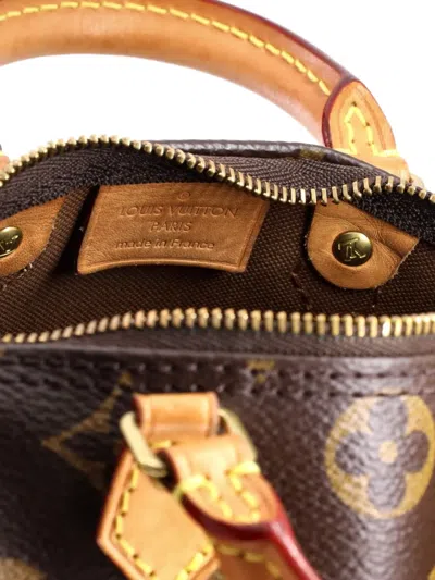 Pre-owned Louis Vuitton Speedy Bandouliere Bag Monogram Canvas Nano Crossbody Bag In Brown